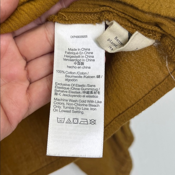 Madewell - Mustard Lucie Smocked Peplum Hem Long Sleeve Antique Gold Blouse 10 - Picture 9 of 10